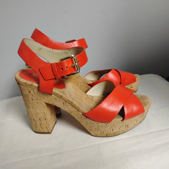 ❤️MICHAEL KORS NATALIA MANDARIN OPEN TOE PLATFORM SANDALS SHOES 7.5 - Picture 5 of 13
